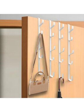 4 Pack Over Door Hooks - Space-Saving Towel Rack & Hanger for Clothes, Coats